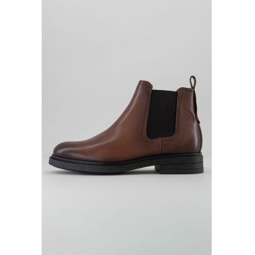 Ghete Chelsea din piele cu segmente din material textil