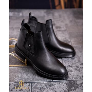Ghete de bărbați, negre din piele 100% naturala - GH130