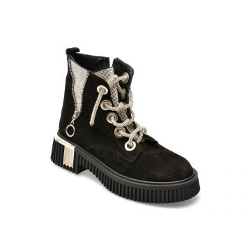 Ghete EPICA negre, 562382, din piele intoarsa
