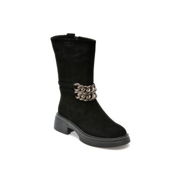 Ghete EPICA negre, KR462, din piele intoarsa