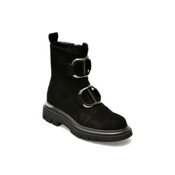 Ghete GRYXX negre, Z2145, din piele intoarsa