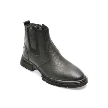 Ghete OZIYS negre, 23502, din piele naturala