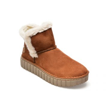 Ghete RIEKER maro, Y8851, din piele ecologica