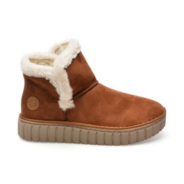 Ghete RIEKER maro, Y8851, din piele ecologica