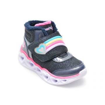 Ghete SKECHERS bleumarin, HEART LIGHTS, din piele ecologica