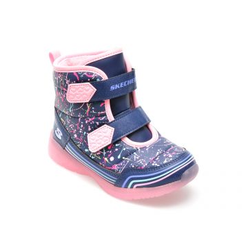 Ghete SKECHERS bleumarin, ILLUMI-BRIGHTS, din piele ecologica