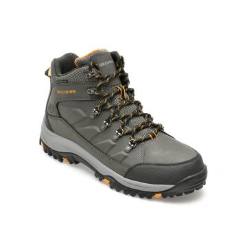 Ghete SKECHERS gri, RELMENT, din piele ecologica