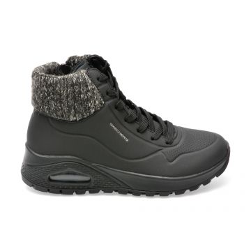 Ghete SKECHERS negre, UNO RUGGED, din piele ecologica