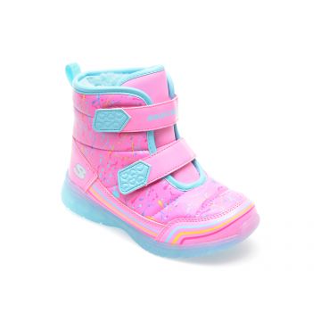 Ghete SKECHERS roz, ILLUMI-BRIGHTS, din piele ecologica