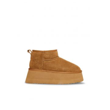 Ghete slip-on flatform din piele intoarsa