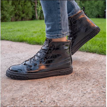 Ghete barbati inalte negre R103 99-1 E