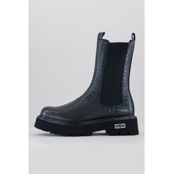 Ghete Chelsea din piele ecologica cu aspect de piele de crocodil