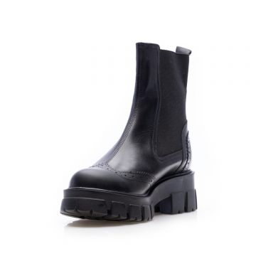 Ghete damă casual din piele naturală,Leofex -007 Negru Box