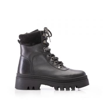 Ghete damă din piele naturală, Leofex -021 Negru Box
