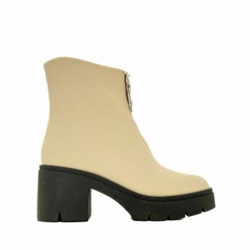 Ghete damă din piele naturală, Leofex - 414 Crem Box