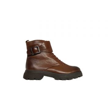 Ghete dama din piele naturala, Leofex - 417 Cognac box