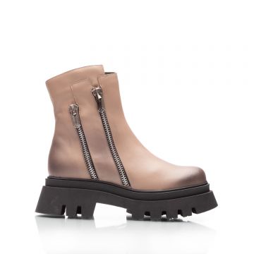 Ghete damă din piele naturală, Leofex - 419 Taupe box