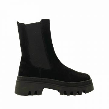 Ghete damă din piele naturală, Leofex - Mostră 002 Negru Velur