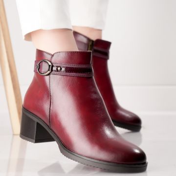 Ghete Dama Imblanite Bordo din Piele Ecologica Bitara