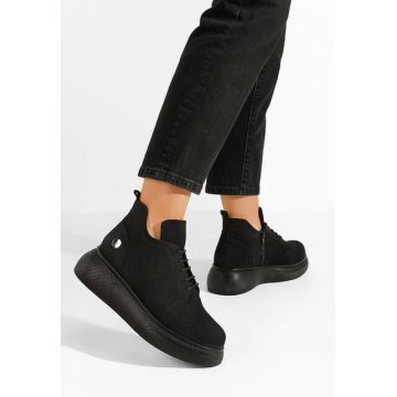 Ghete dama piele intoarsa Fianna V2 negre