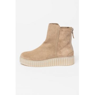 Ghete din piele intoarsa cu talpa wedge