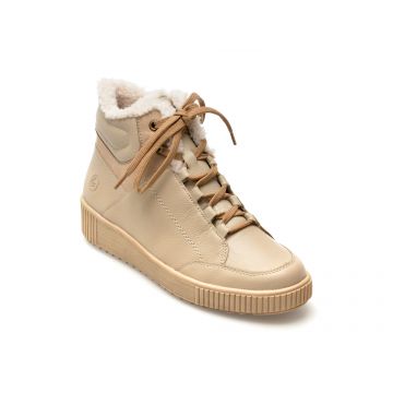 Ghete REMONTE bej, R7998, din piele naturala