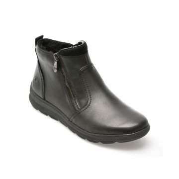 Ghete RIEKER negre, Z0060, din piele naturala