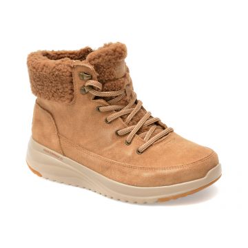 Ghete SKECHERS maro, ON-THE-GO STELLAR, din piele intoarsa