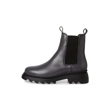 Ghete Chelsea din piele cu segmente elastice laterale