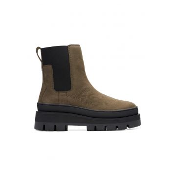Ghete de piele nabuc cu insertii textile Orianna