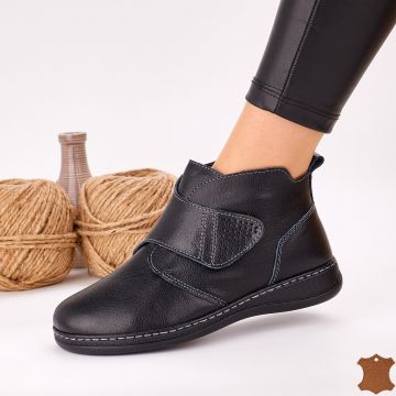 Ghete Imblanite Dama Negre Piele Naturala Toka