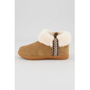 Ghete slip-on de piele intoarsa si blana sintetica