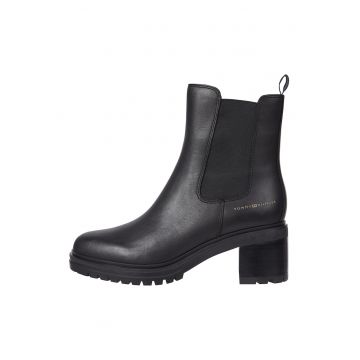 Botine de piele cu toc masiv
