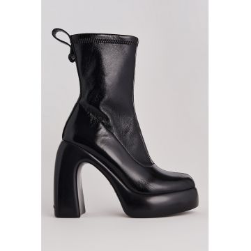 Botine de piele ecologica cu aspect masiv
