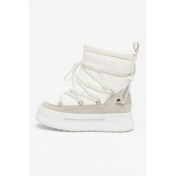 Ghete de iarna cu captuseala de lana - fara inchidere - Alb/Gri