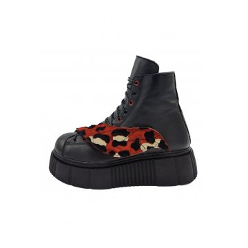 Ghete flatform de piele