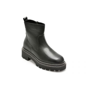Ghete QUSHELI negre, 26260BL, din piele naturala