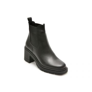 Ghete QUSHELI negre, 38421, din piele naturala