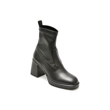 Ghete QUSHELI negre, 40604, din piele naturala