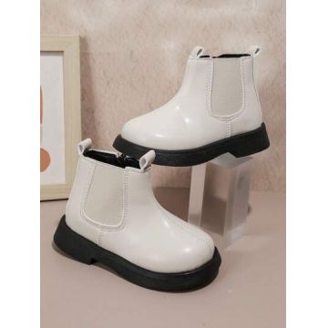 Ghete cu elastic si varf rotund, crem, fete