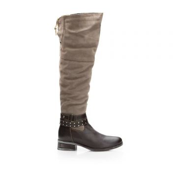 Cizme dama din piele naturala - 241 maro-taupe