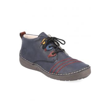 Botine de damă  Rieker - albastre - cu șireturi Senna 52509-14