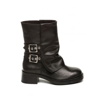 Ghete de piele cu catarame - Negru