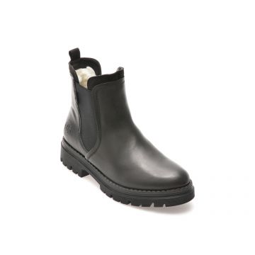 Ghete casual RIEKER negre, Z8584, din piele naturala