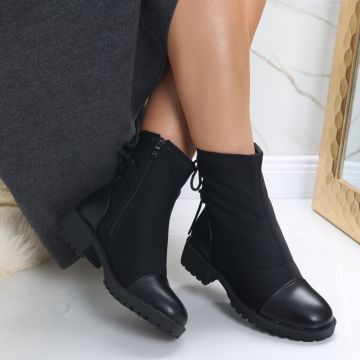 Ghete dama Imblaniti Negri din Textil-Piele Ecologica Fadoli