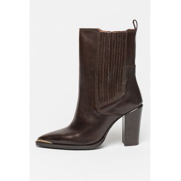 Botine Chelsea de piele cu varf ascutit