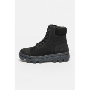 Ghete din piele nabuc si material textil Noxer
