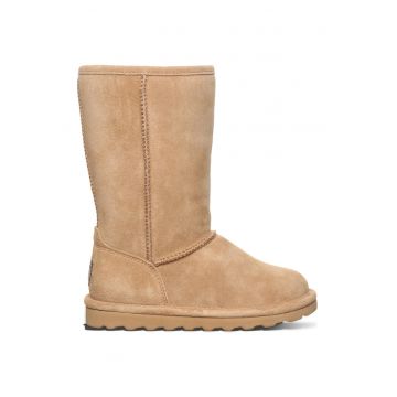 Cizme mid-calf fara inchidere din piele intoarsa cu finisaj rezistent la apa Elle