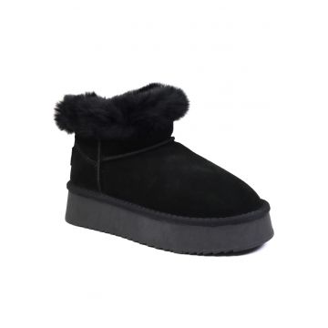 Ghete dama Hugh Platform piele intoarsa SCW421P12 - Negru