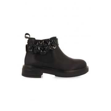 Ghete de piele cu segmente textile Heviz - Negru